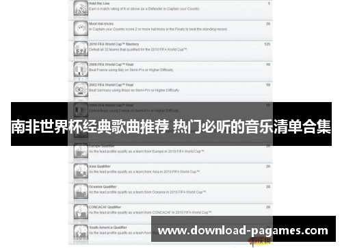 南非世界杯经典歌曲推荐 热门必听的音乐清单合集