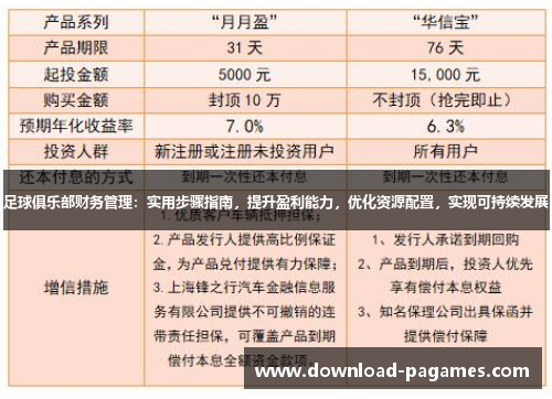 足球俱乐部财务管理：实用步骤指南，提升盈利能力，优化资源配置，实现可持续发展